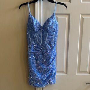 Stunning Blue Sequin Mini Dress